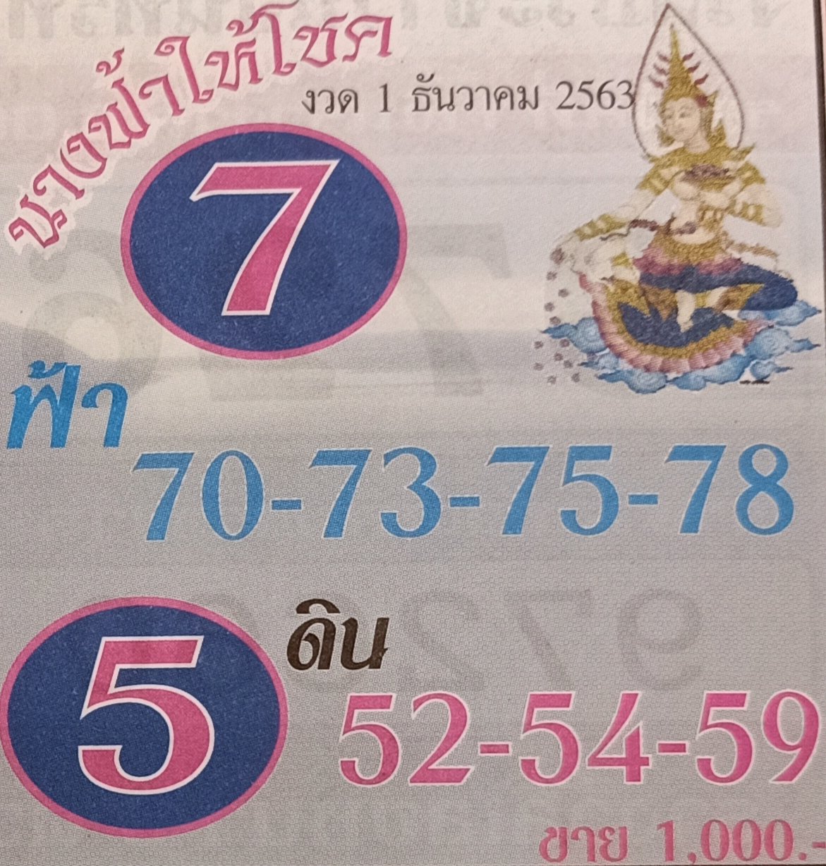 เลขนางฟ้าให้โชค1/12/63