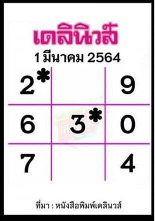 หวยเด็ด เดลินิวส์ 01/03/64 