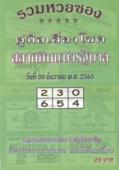 คู่มือเสี่ยงโชค หวยงวดนี้ 30/12/65