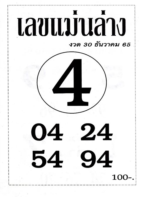 เลขแม่นล่าง หวยงวดนี้ 30/12/65