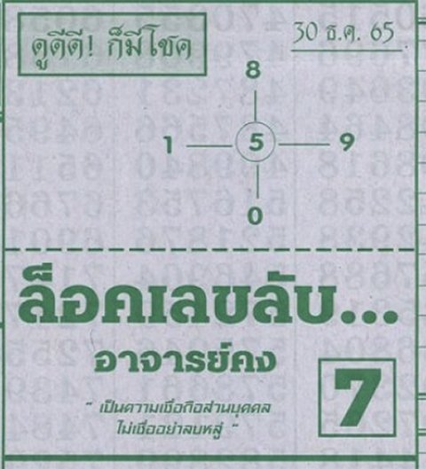 เลขล็อค อ.คง หวยงวดนี้ 30/12/65