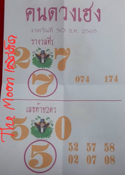 เลขคนดวงเฮง หวยงวดนี้ 30/12/65