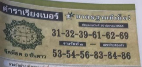 เลขตำราเรียงเบอร์ หวยงวดนี้ 30/12/65