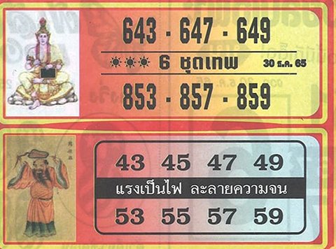 เลขหกชุดเทพ หวยงวดนี้ 30/12/65